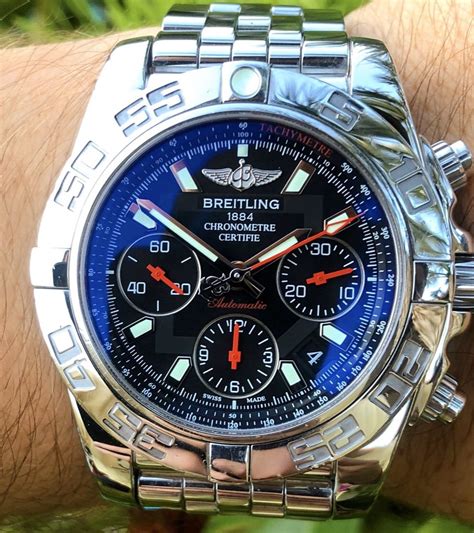 breitling chronomat 41 steel polished bezel pilot bracelet blue|Breitling Chronomat b01 price.